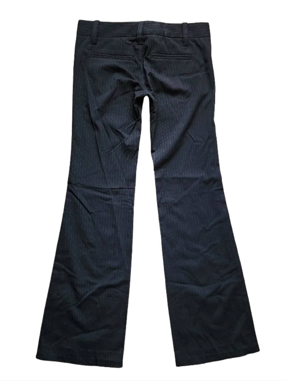 Frankie B. Y2K Ultra-Low Rise Black Pinstripe Flare Pants Size 0 Made in USA - Picture 2 of 7